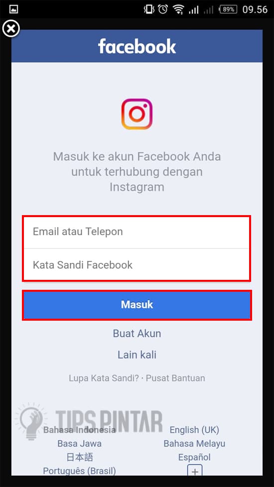 Cara Daftar Dan Masuk Instagram Lewat Facebook